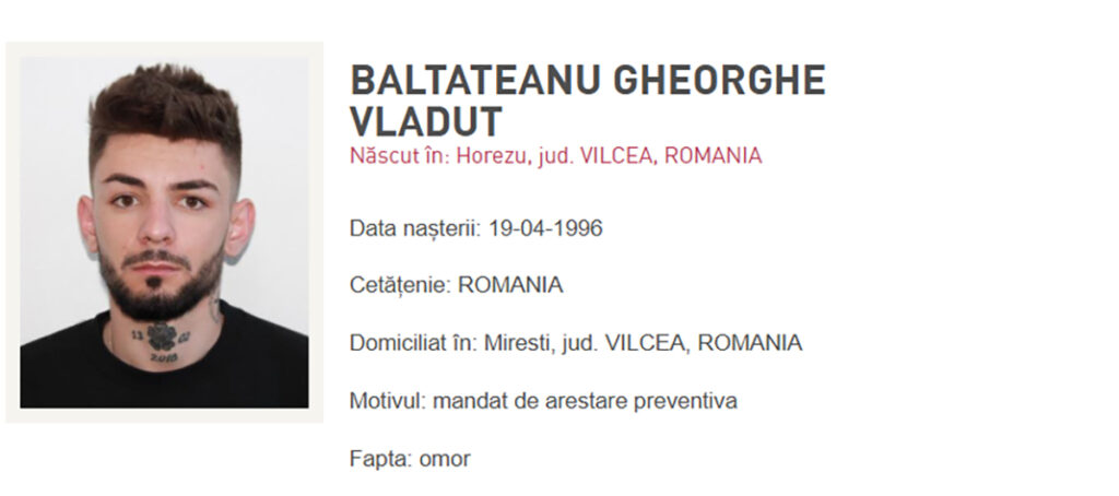 Vlăduț Bălțățeanu, bărbatul suspectat că și-a ucis iubita și a aruncat-o în Olt, s-a predat poliției din Elveția