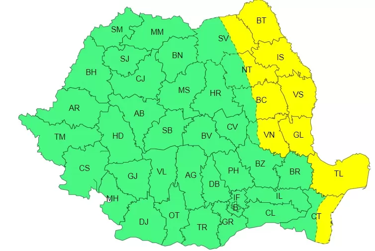 Avertizare meteo imediată ANM: Cod portocaliu și cod galben de vreme severă. Lista localităților vizate